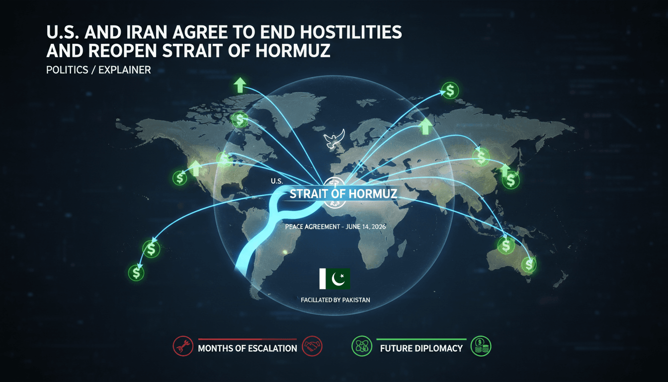 U.S. and Iran Agree to End Hostilities and Reopen Strait of Hormuz