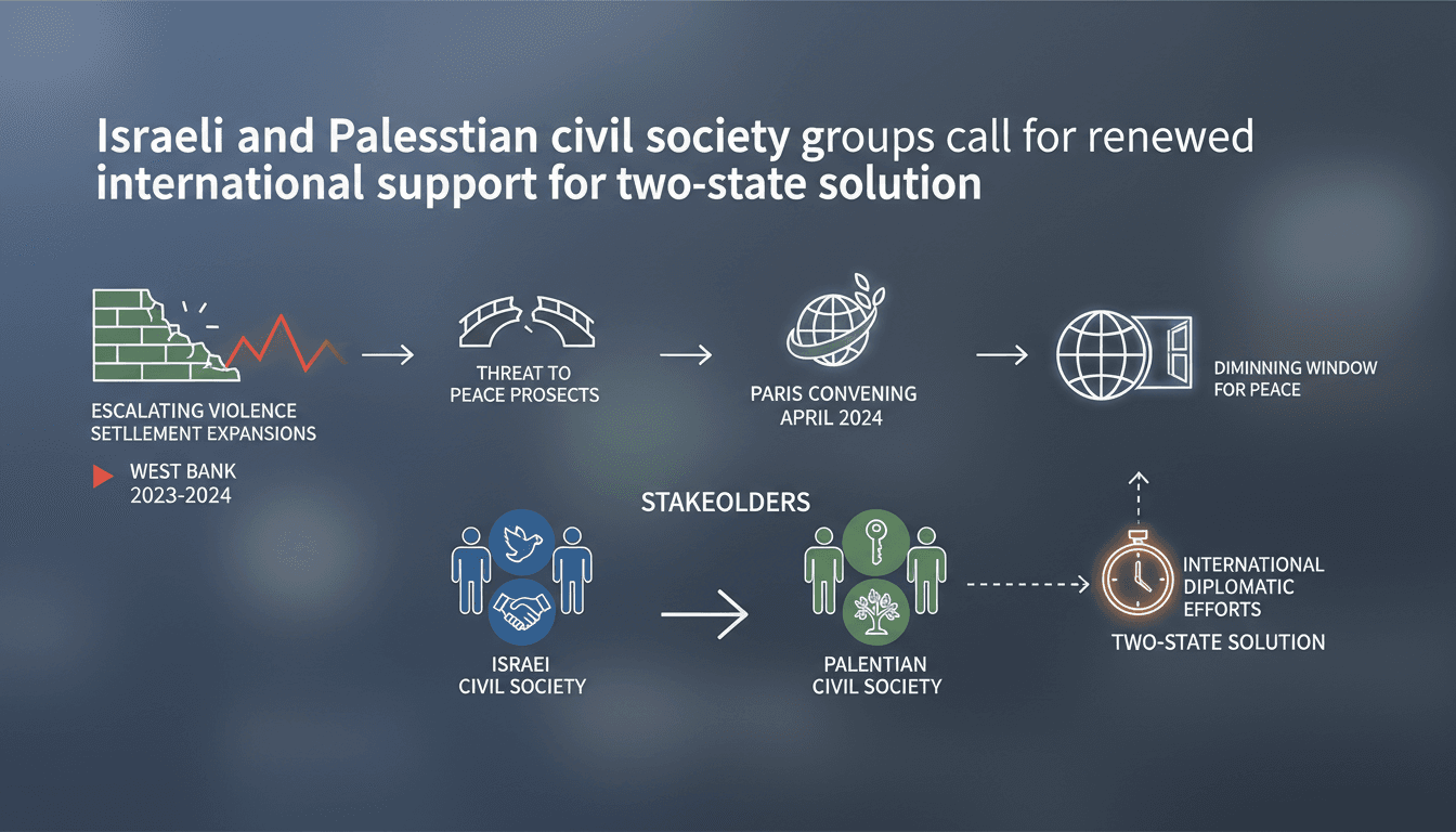 Civil society groups advocating for a two-state solution in Paris.