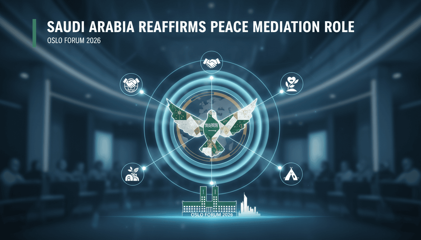 Saudi Arabia's participation in the Oslo Forum 2026 highlighting peace mediation efforts.