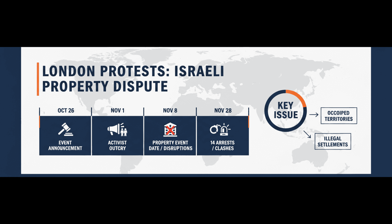 Protesters in London demonstrating against Israeli property sales
