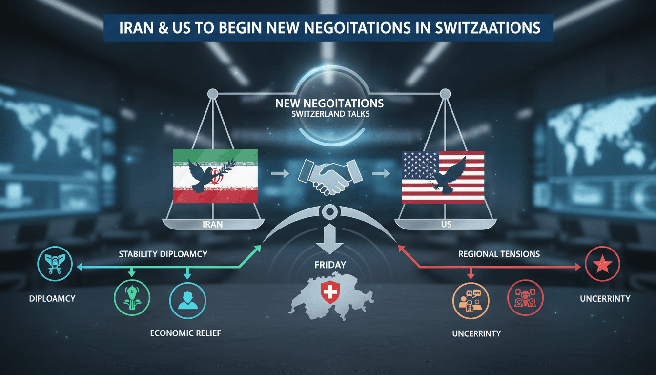 Iran and US flags symbolizing diplomatic negotiations in Switzerland.