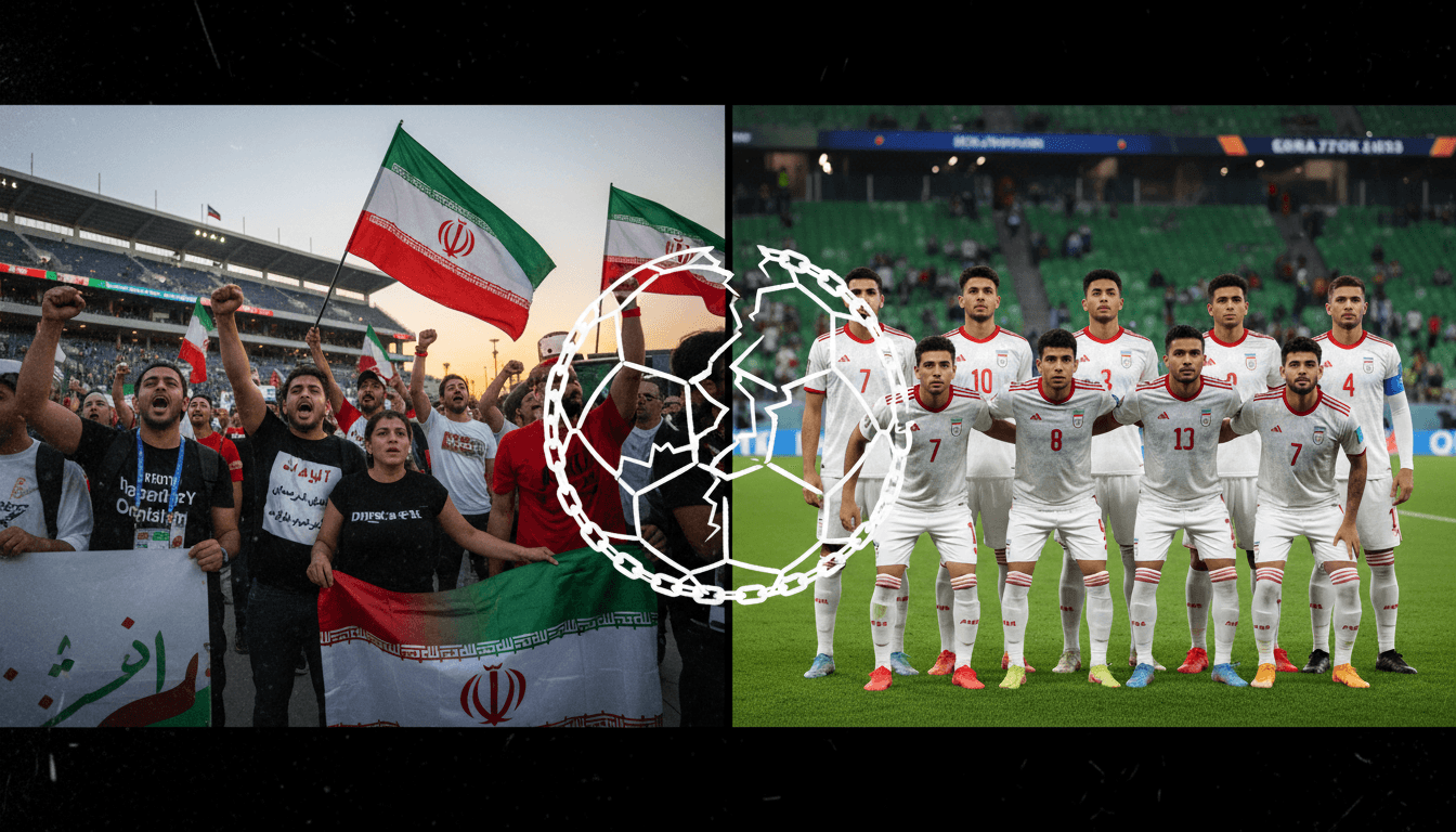 Protesters demonstrating against the Iranian regime during the World Cup match in Los Angeles.
