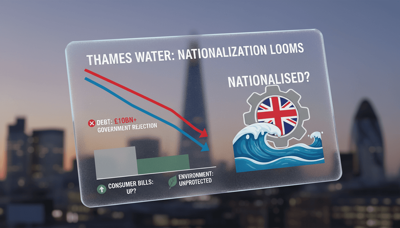 Thames Water logo with a backdrop of UK government buildings