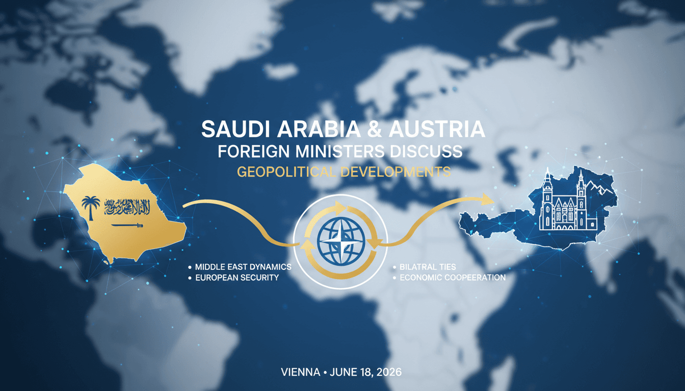 Foreign ministers of Saudi Arabia and Austria discussing geopolitical issues in Vienna.