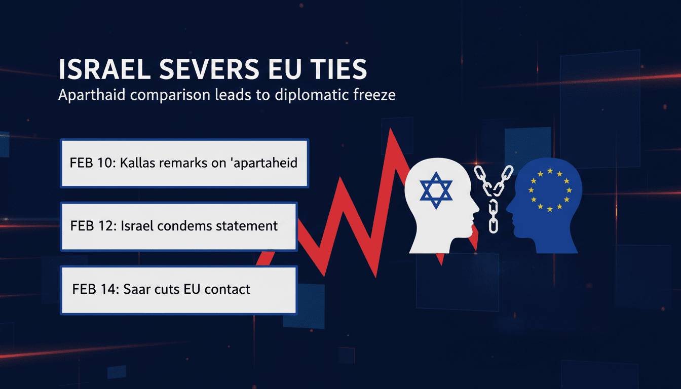 Israeli and EU flags symbolizing diplomatic relations.