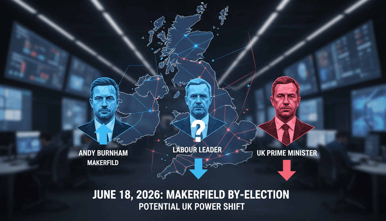 A visual representation of the Makerfield by-election and its potential impact on UK politics.