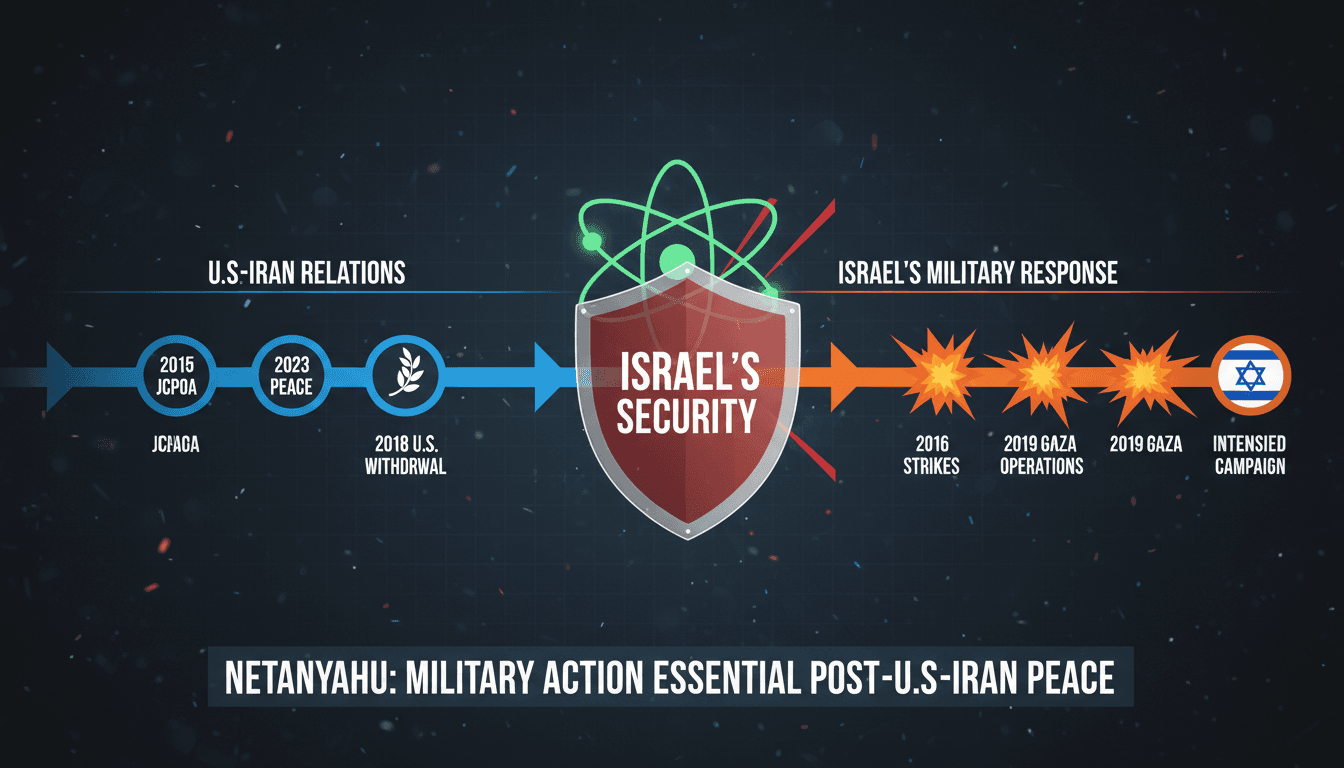 Israeli Prime Minister Netanyahu discussing military actions against Iran.