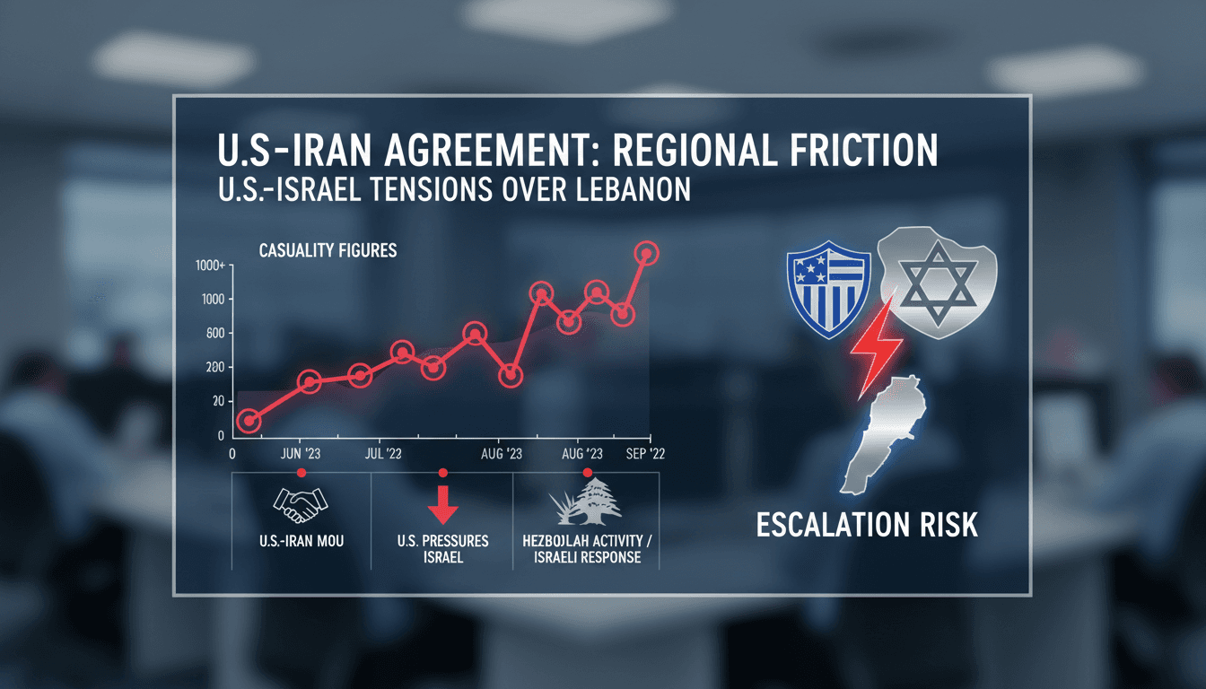 Map showing military operations and tensions in Lebanon following the U.S.-Iran agreement.