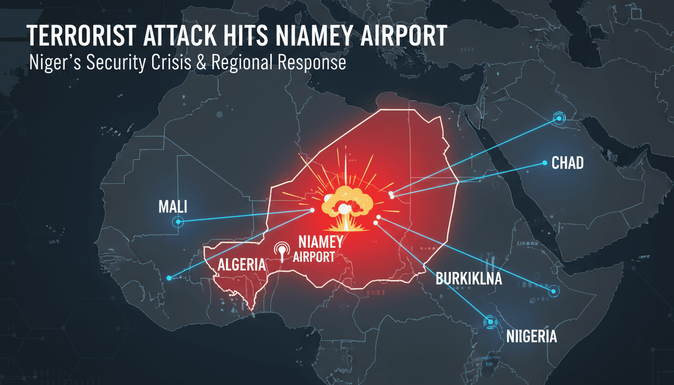 Aerial view of Diori Hamani International Airport in Niamey, Niger.