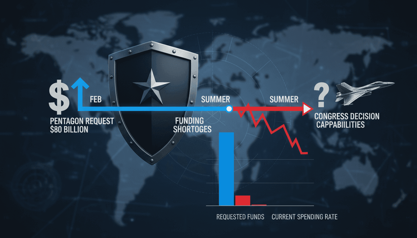 Pentagon building with a focus on military readiness and funding challenges.