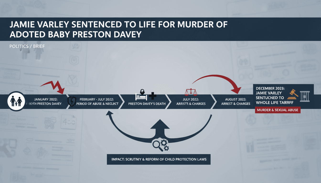 Jamie Varley sentenced for the murder of adopted baby Preston Davey