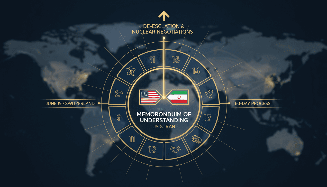 US and Iran leaders signing a memorandum for peace negotiations