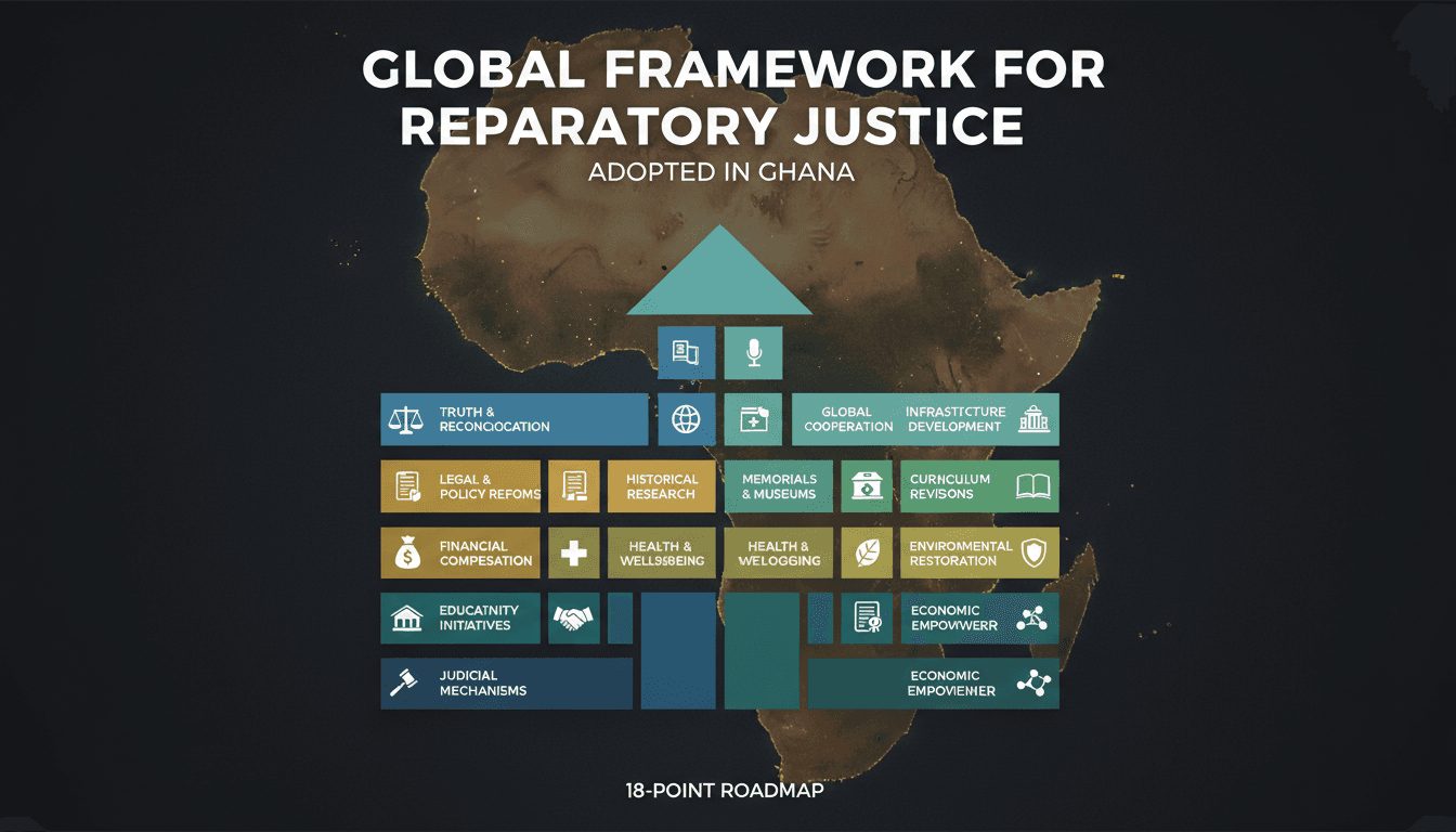 Leaders at the conference in Ghana adopting the reparatory justice framework.