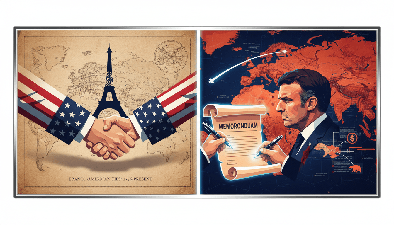 Macron and Trump signing the Iran memorandum at Versailles