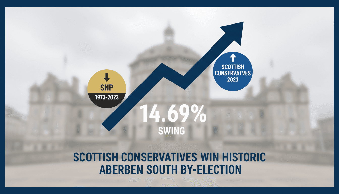 Douglas Lumsden celebrating his victory in the Aberdeen South by-election.