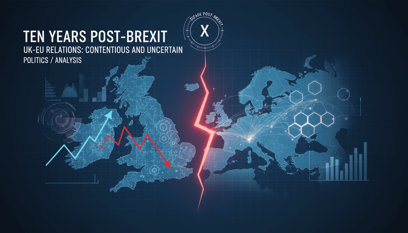 A visual representation of UK-EU relations ten years after Brexit.