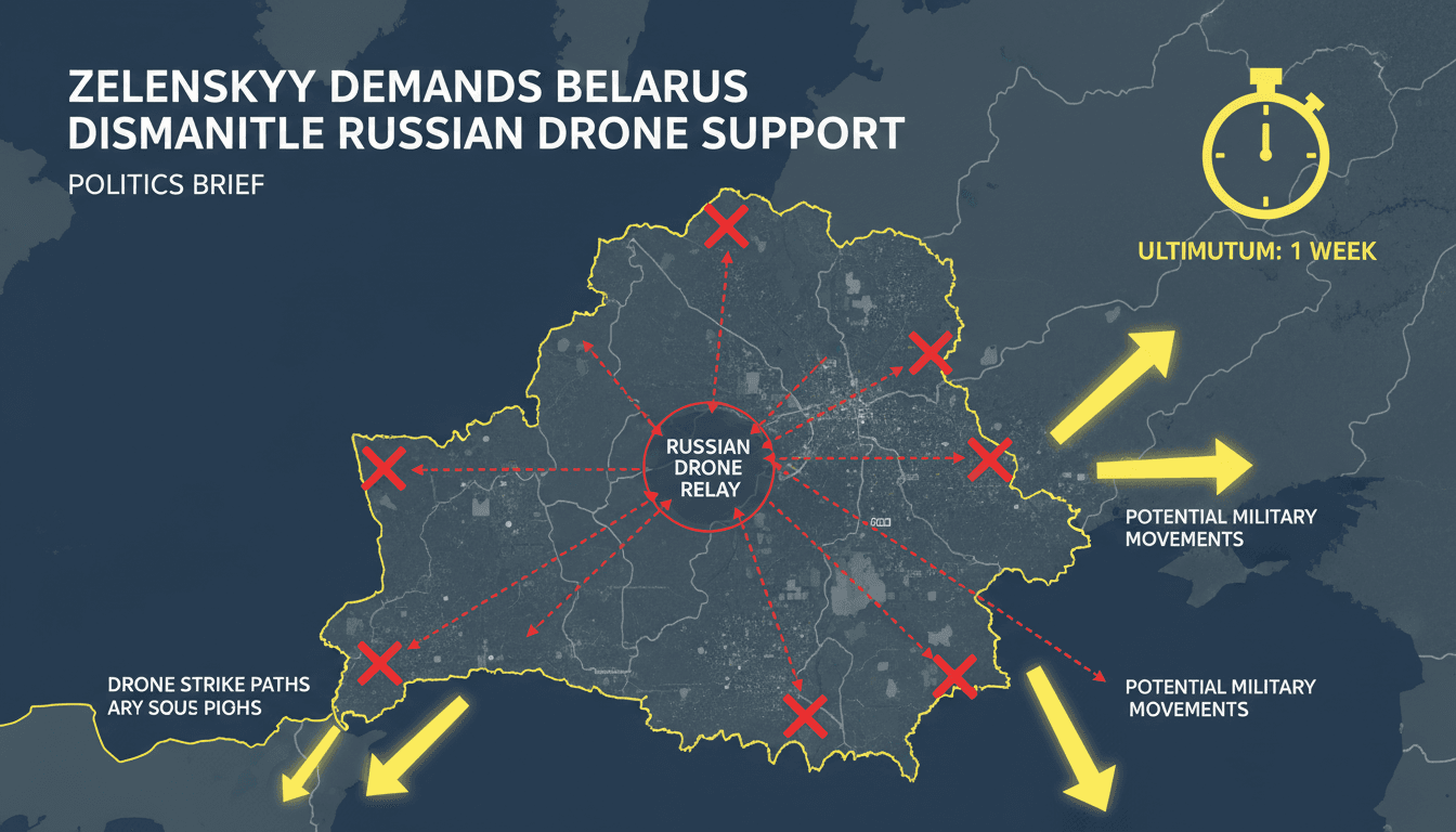 Map showing Belarus and Ukraine with highlighted drone support locations.