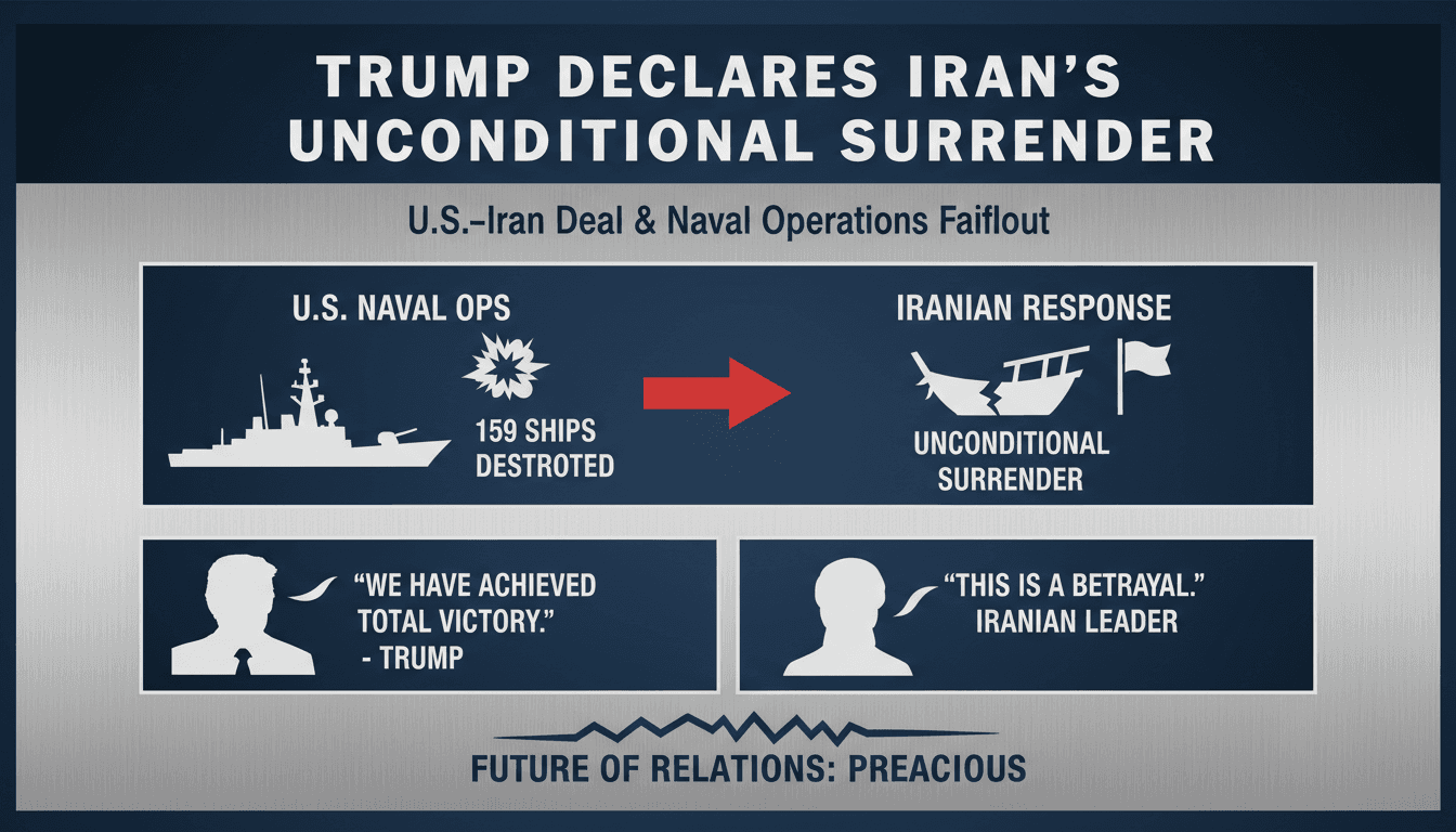 Trump Declares U.S.-Iran Deal as Iran's Unconditional Surrender Amid Naval Operations