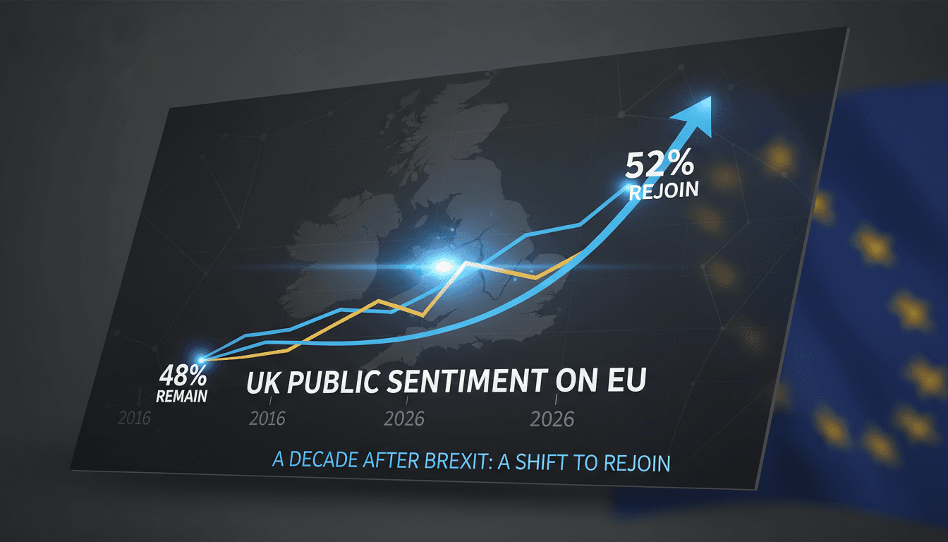 UK public sentiment shifts towards rejoining EU a decade after Brexit referendum