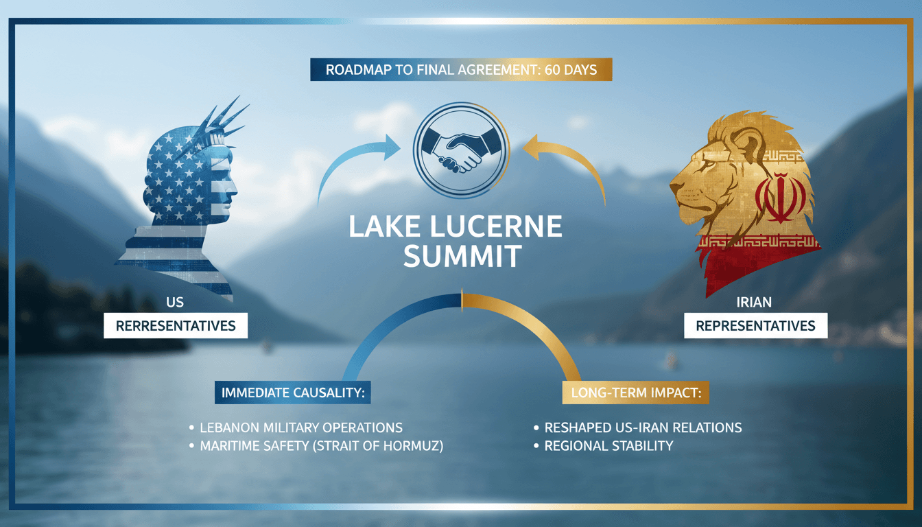 US and Iran representatives at the Lake Lucerne Summit discussing diplomatic relations.
