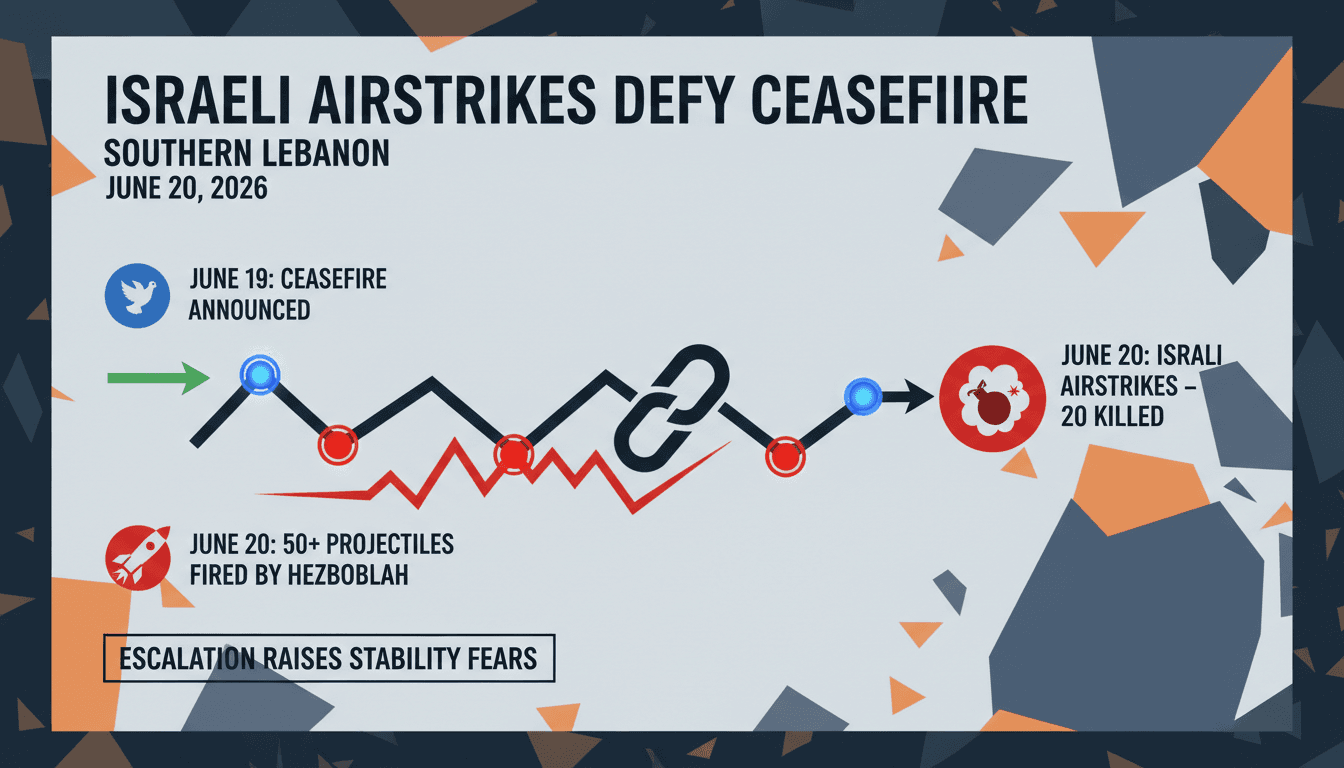 Israeli airstrikes in southern Lebanon kill 20 despite ceasefire with Hezbollah