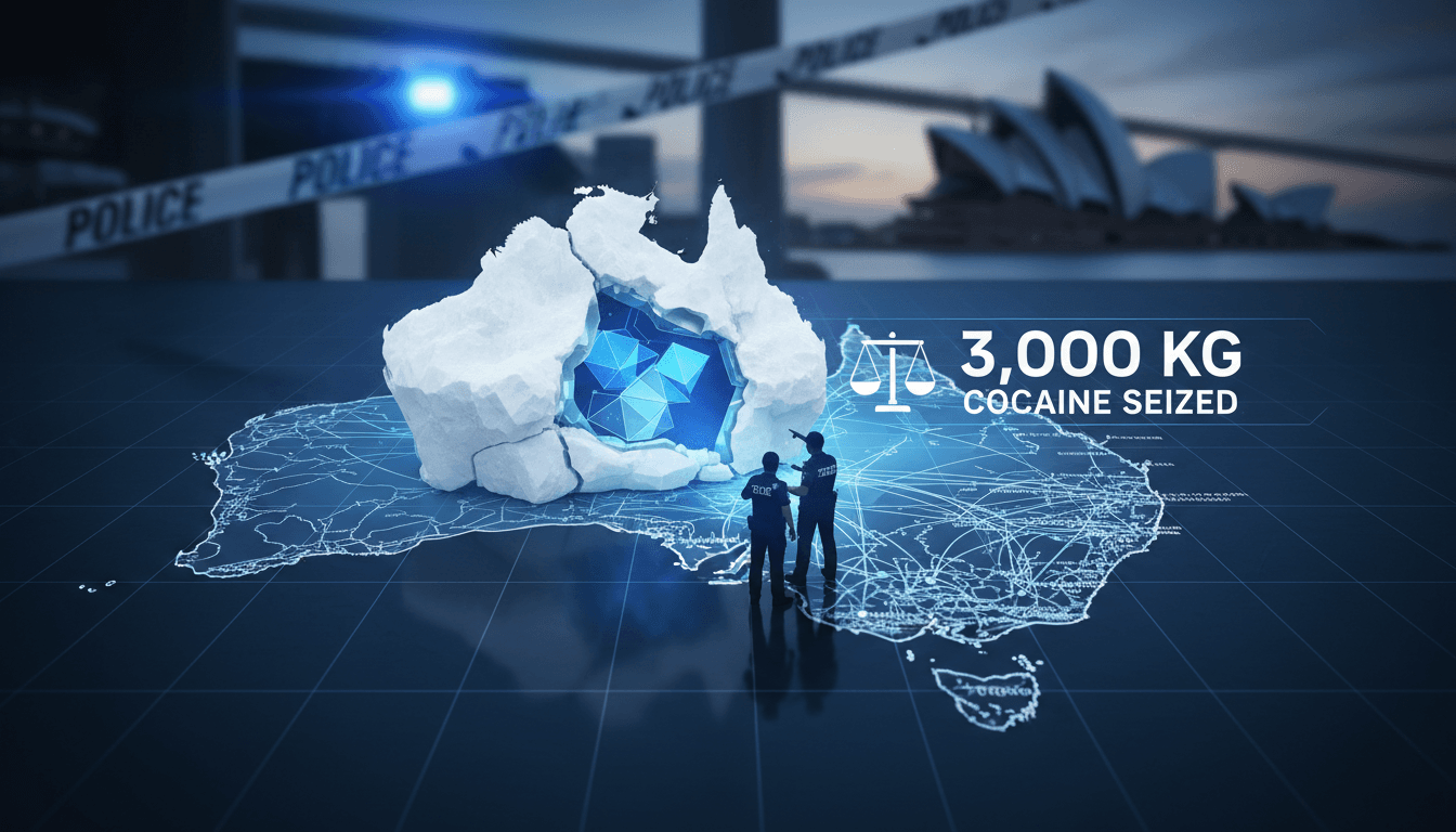 Australian federal police uncovering a massive cocaine stash in Sydney.