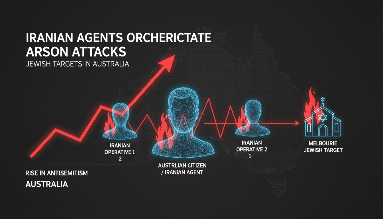 Iranian agents orchestrating arson attacks on Jewish sites in Australia.
