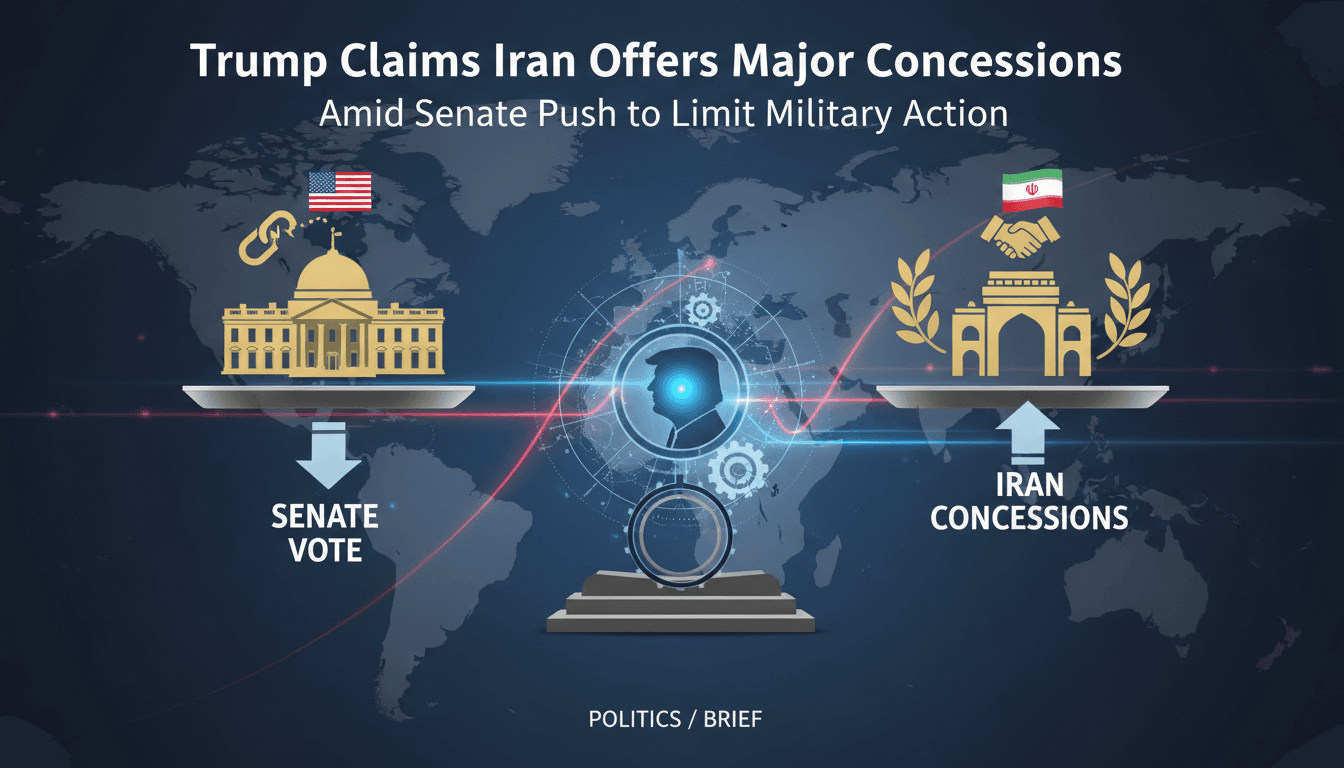 President Trump discusses Iran concessions amid Senate military action debate.