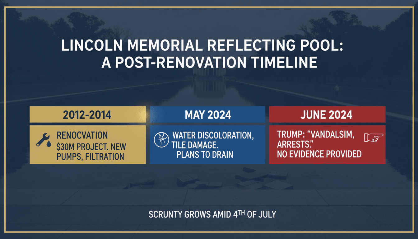 Lincoln Memorial Reflecting Pool faces new issues post renovation amid vandalism claims