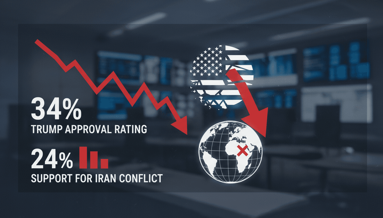 Poll reveals low American support for Trump's Iran war amid declining approval ratings