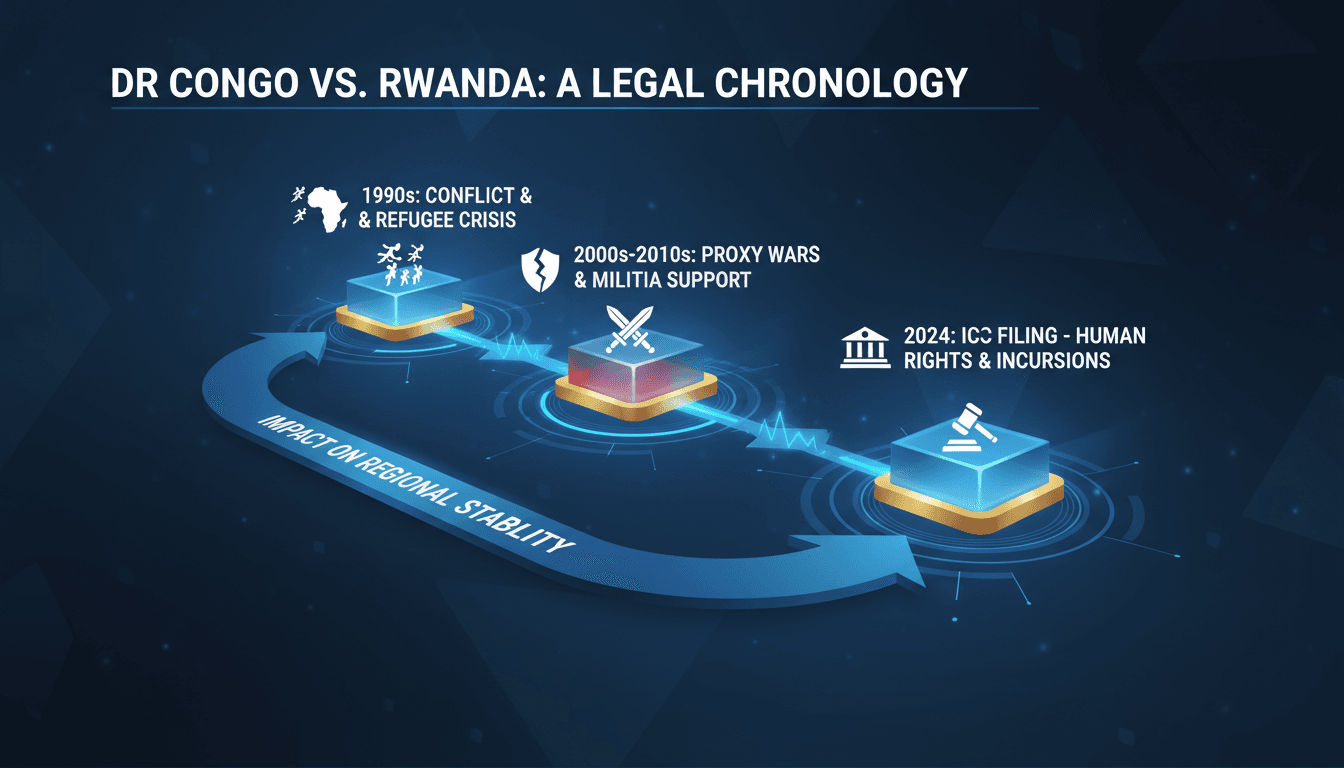 Map of Central Africa highlighting DR Congo and Rwanda