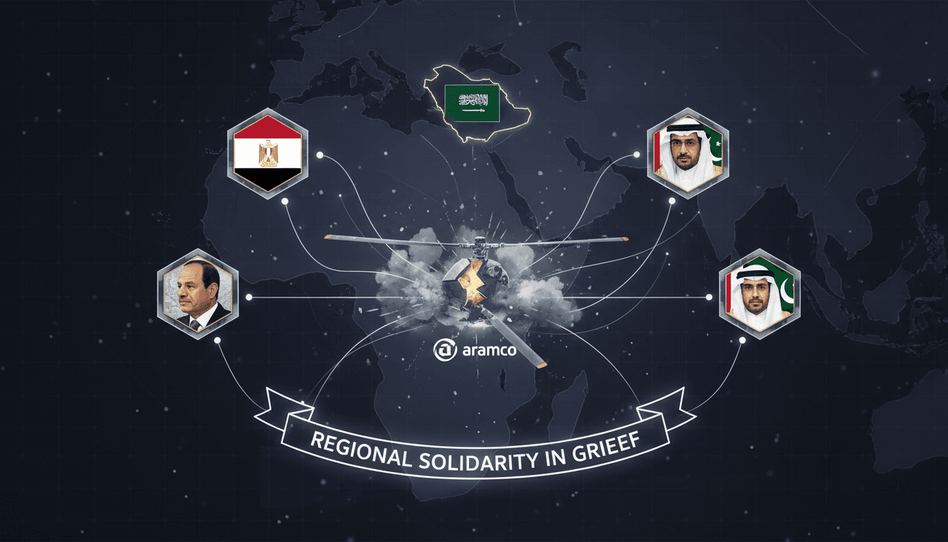 Leaders of Egypt and Pakistan express condolences after Saudi Aramco helicopter crash.
