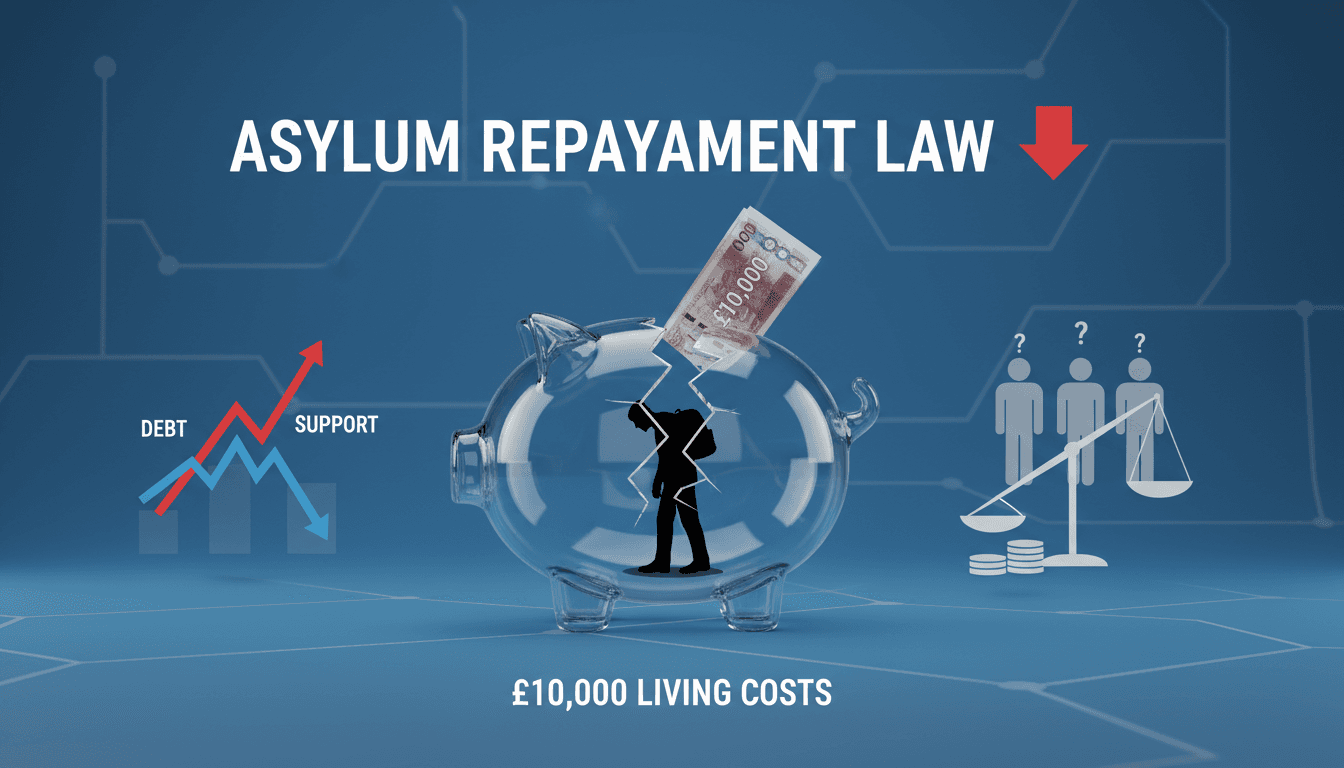 A visual representation of the proposed UK asylum repayment law and its implications.