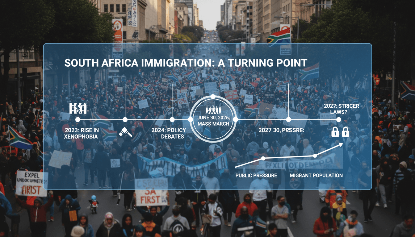 Protesters marching in South Africa demanding expulsion of undocumented migrants.