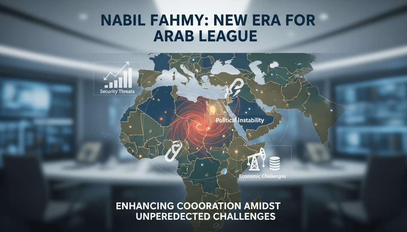 Nabil Fahmy during the official ceremony as Secretary-General of the Arab League.