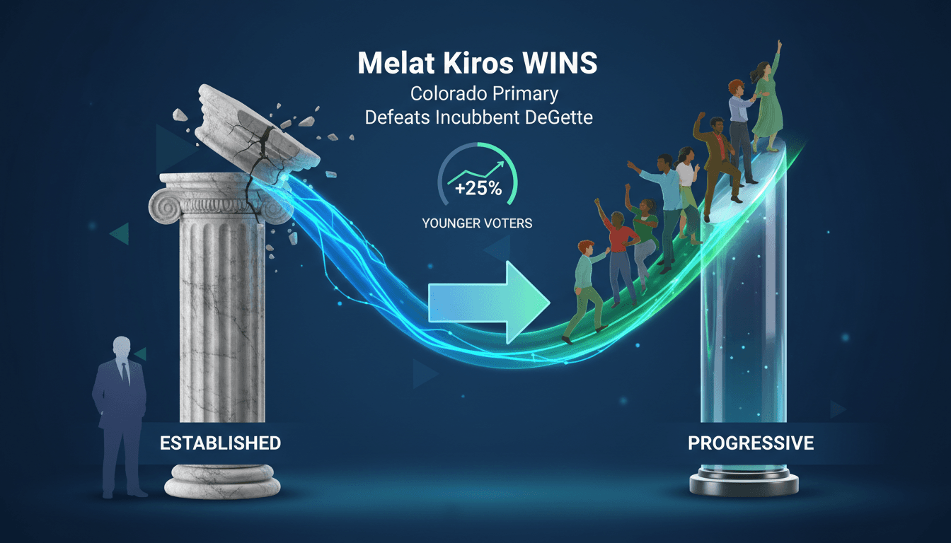 Melat Kiros celebrating her victory in the Colorado primary election.