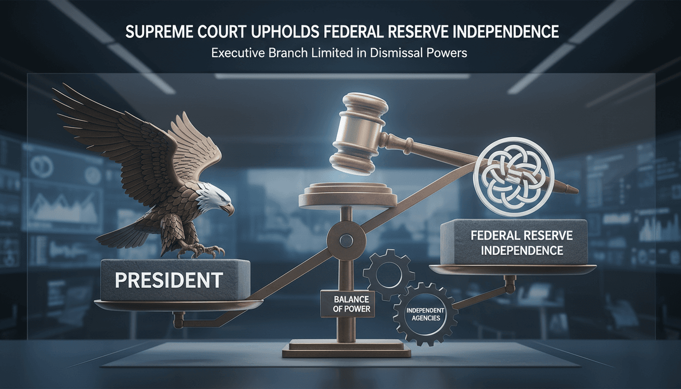 Supreme Court Upholds Federal Reserve Independence from Presidential Dismissal