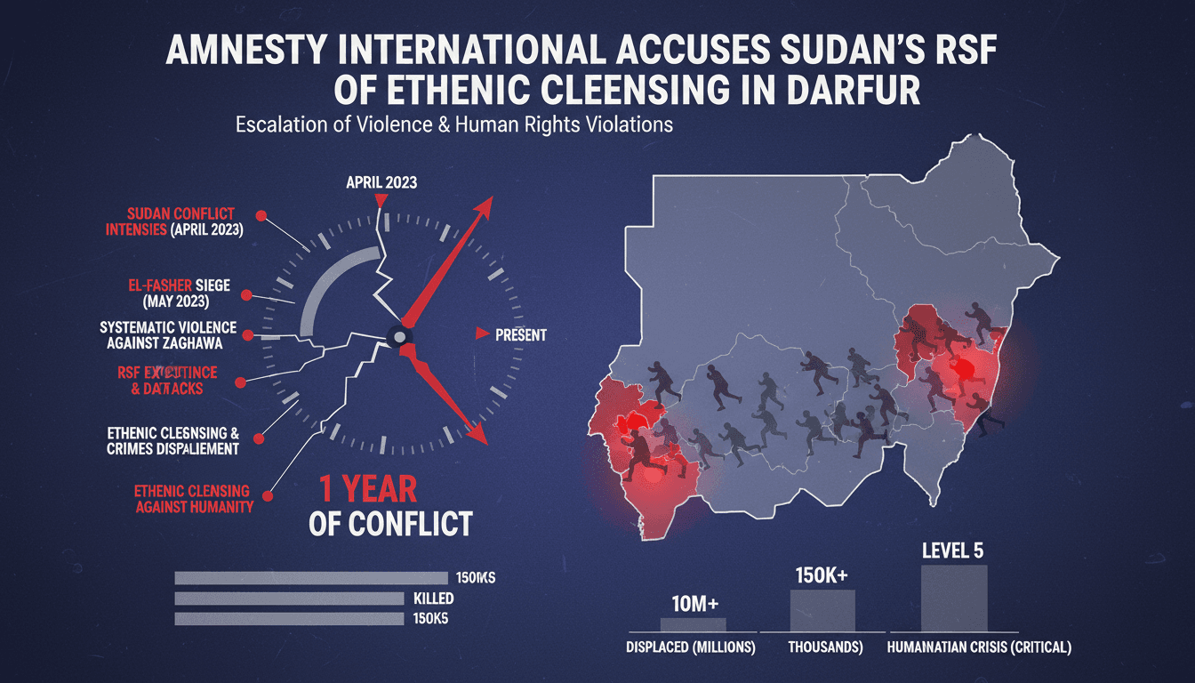 Map highlighting the regions affected by the RSF's actions in Sudan.