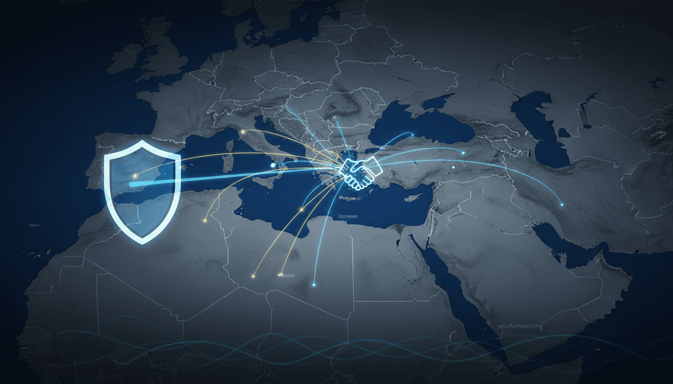 Map showing Lebanon and Israel with focus on southern border stability efforts.