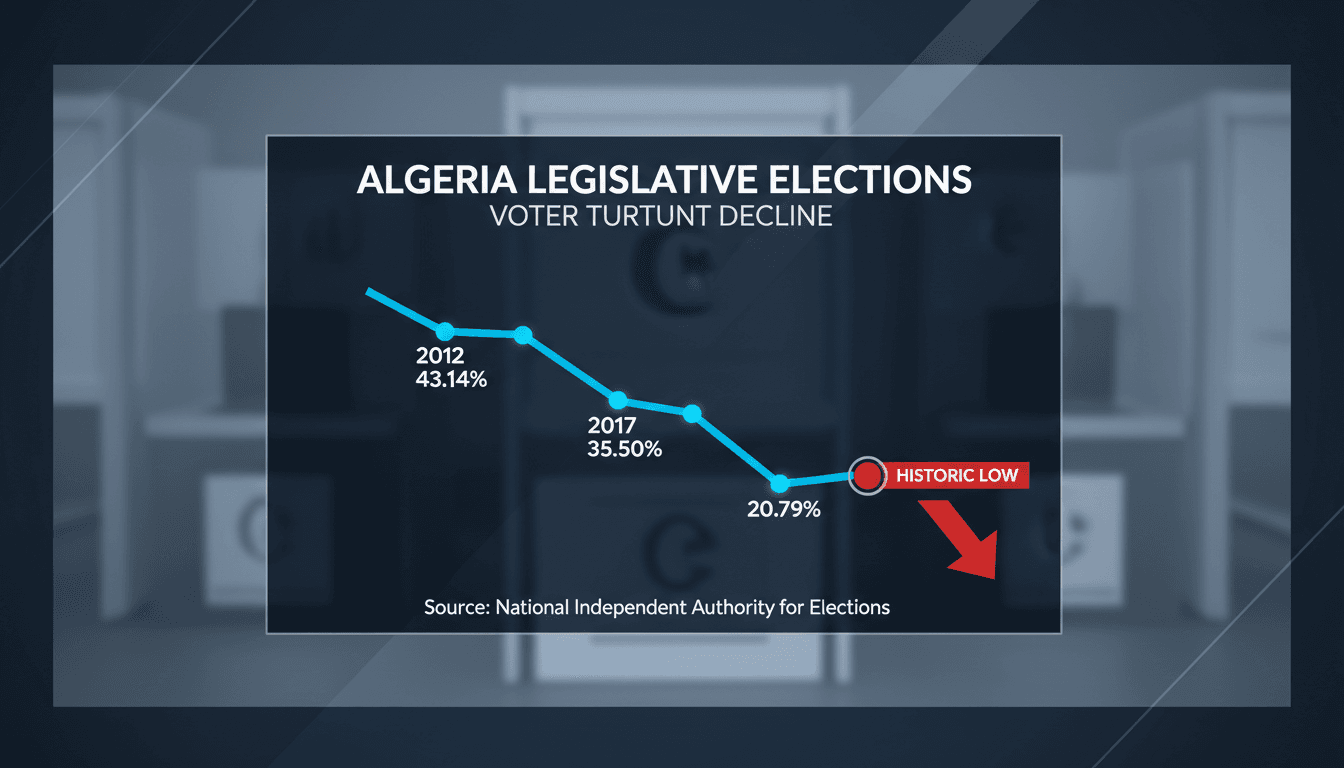 Voter turnout graph illustrating Algeria's declining electoral participation