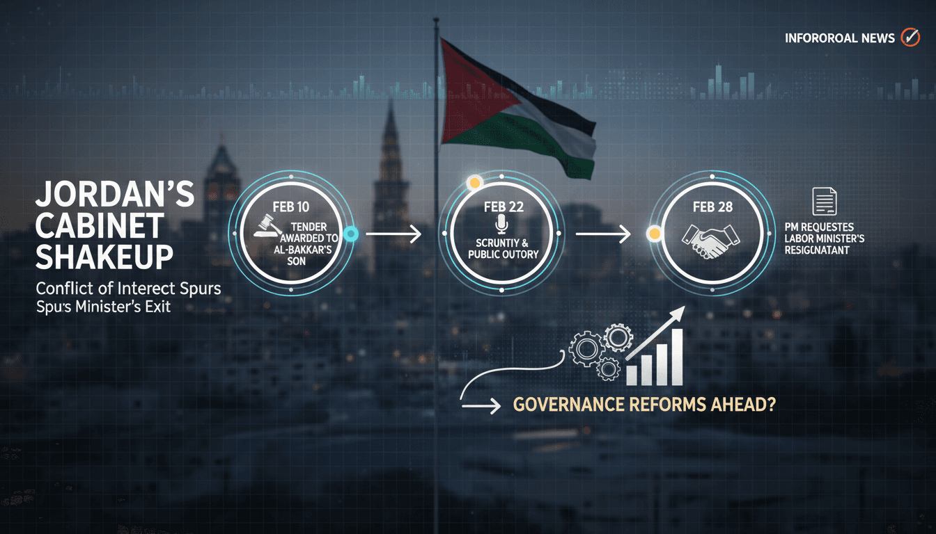 Jordan's Prime Minister Jaafar Hssein addressing the media on government accountability issues.