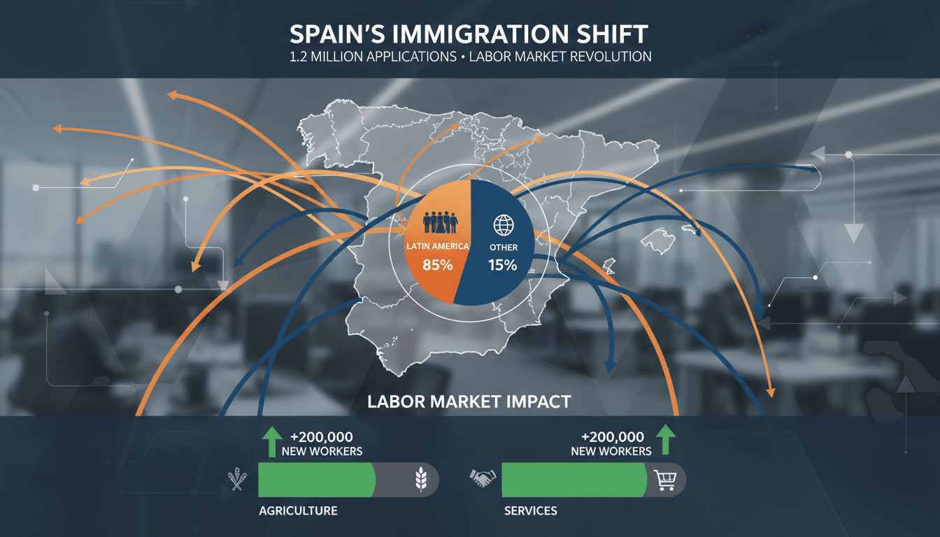 Infographic showing the surge in immigration applications in Spain