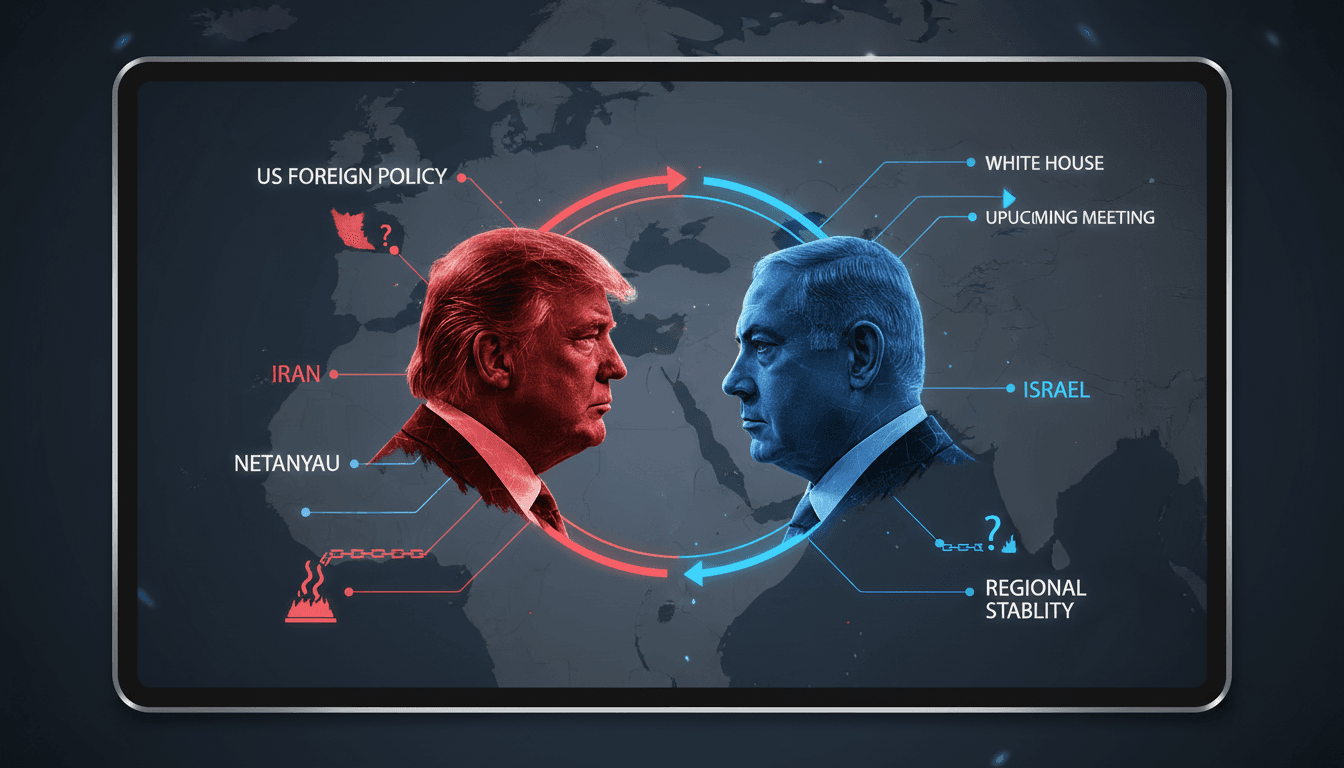 Trump and Netanyahu discussing U.S.-Israel relations amidst Middle East tensions.