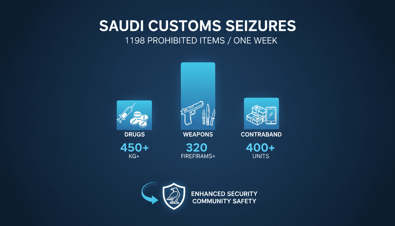 Saudi Customs Authority reports 1198 seizures of prohibited items in one week