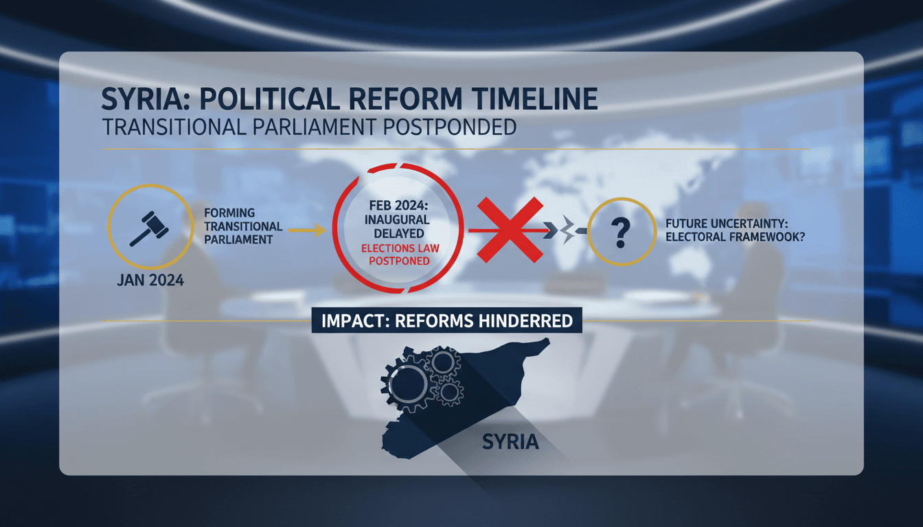 A visual representation of Syria's political landscape and transitional parliament.
