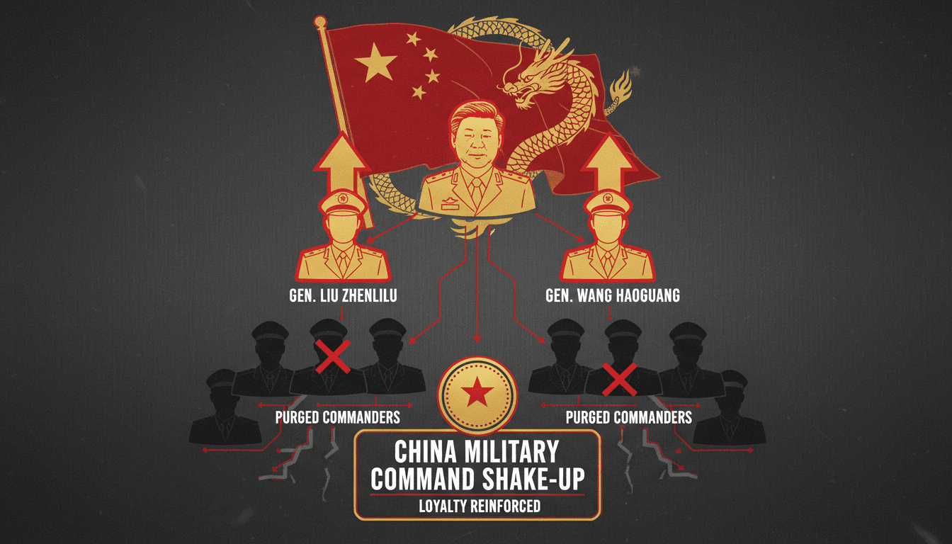 Chinese military ceremony featuring the promotion of two generals.