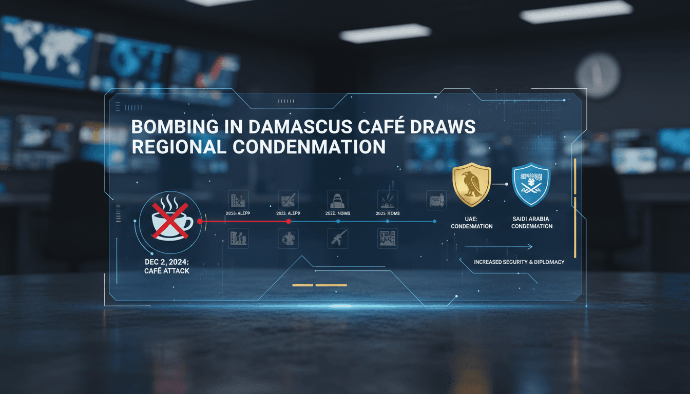 Scene of the café in Damascus where the bombing occurred.