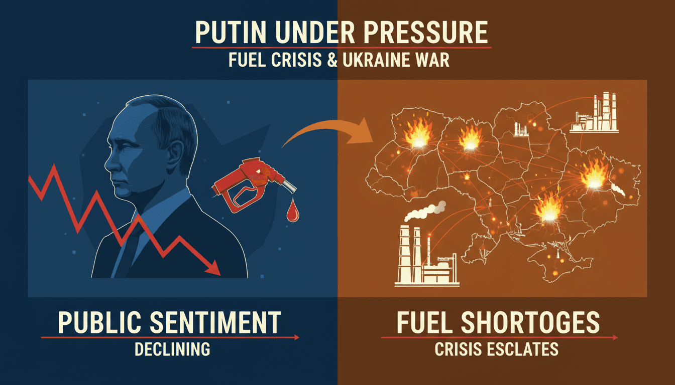 President Putin addressing the nation amid rising fuel shortages and criticism.