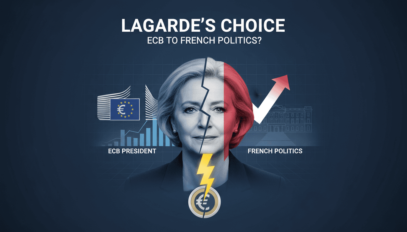 Christine Lagarde speaking at a press conference about her future plans.