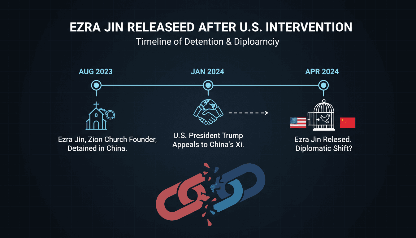 Ezra Jin arriving in the United States after his release from detention in China.